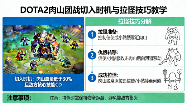 DOTA2肉山团战切入时机与拉怪技巧教学图
