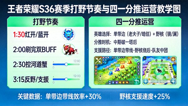 王者荣耀S36赛季打野节奏与四一分推运营教学图